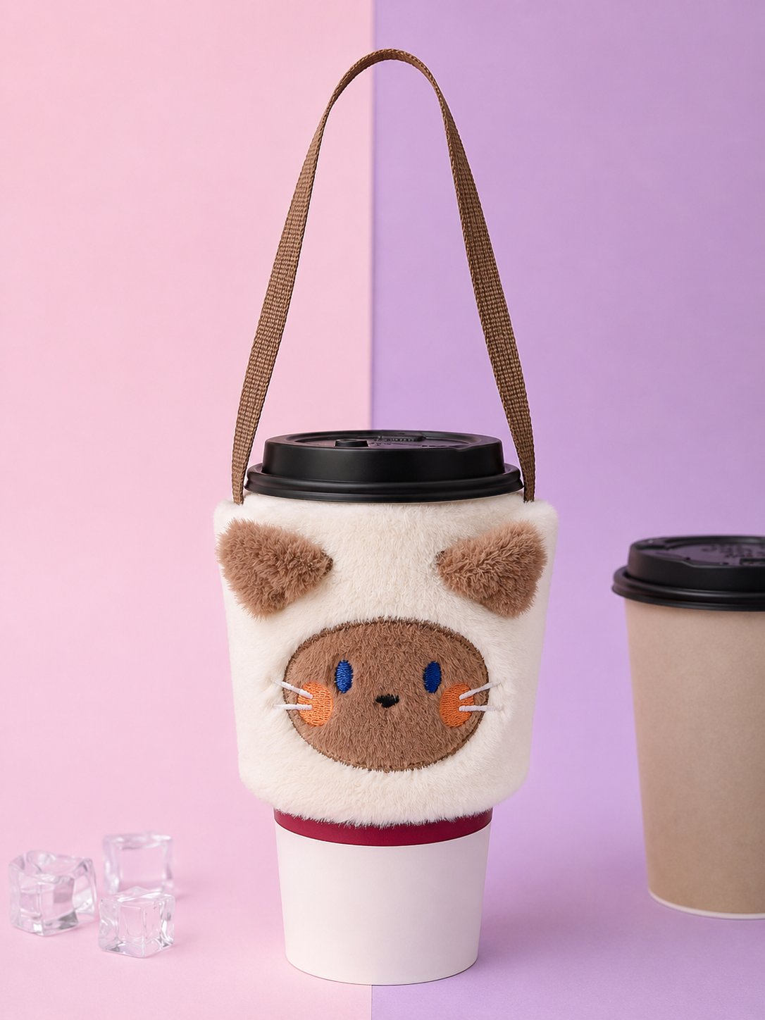 シャム猫 ふわふわドリンクホルダー